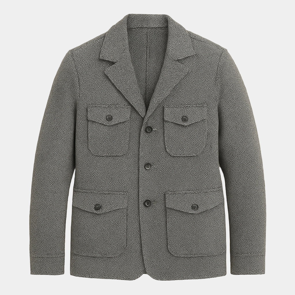 Tweed Men's Blazer – Vintage Wool Jacket with Pockets