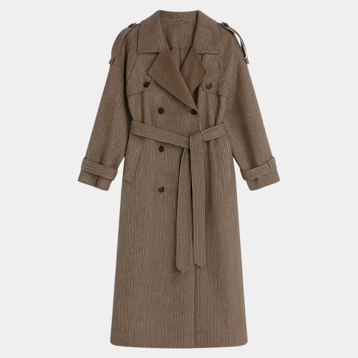 Long Wool Trench Coat – Double Breasted Belted Overcoat