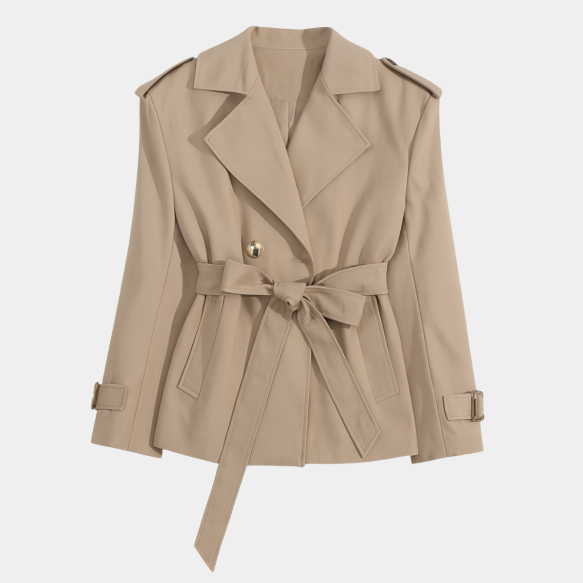Belted Trench Coat – Classic Double Breasted Jacket
