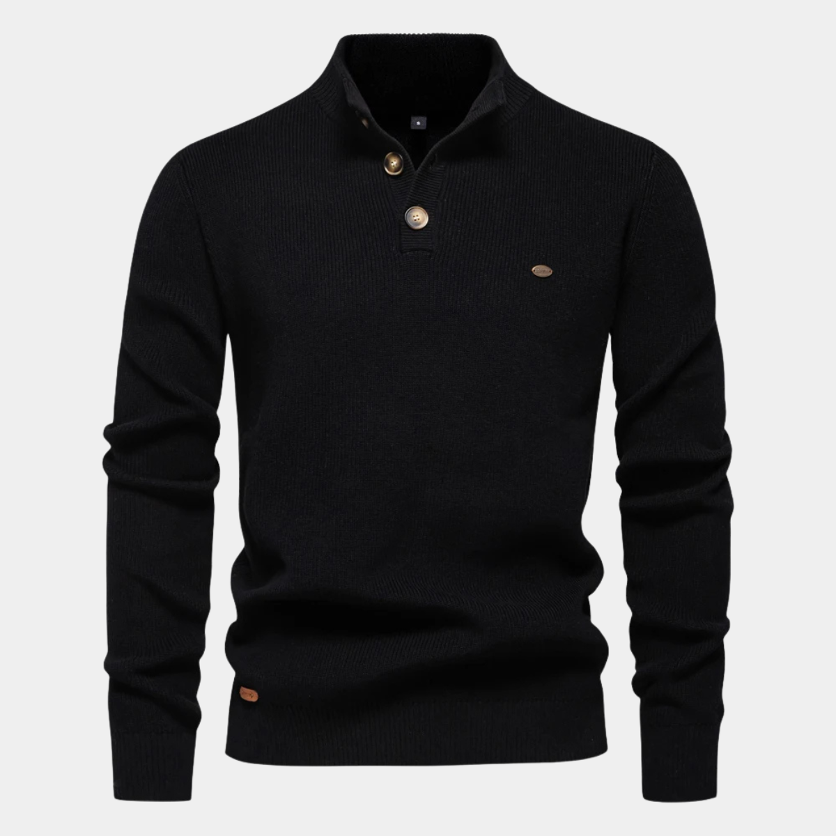 Knitted Jumper for Men – Slim Fit Sweater with Button Neck