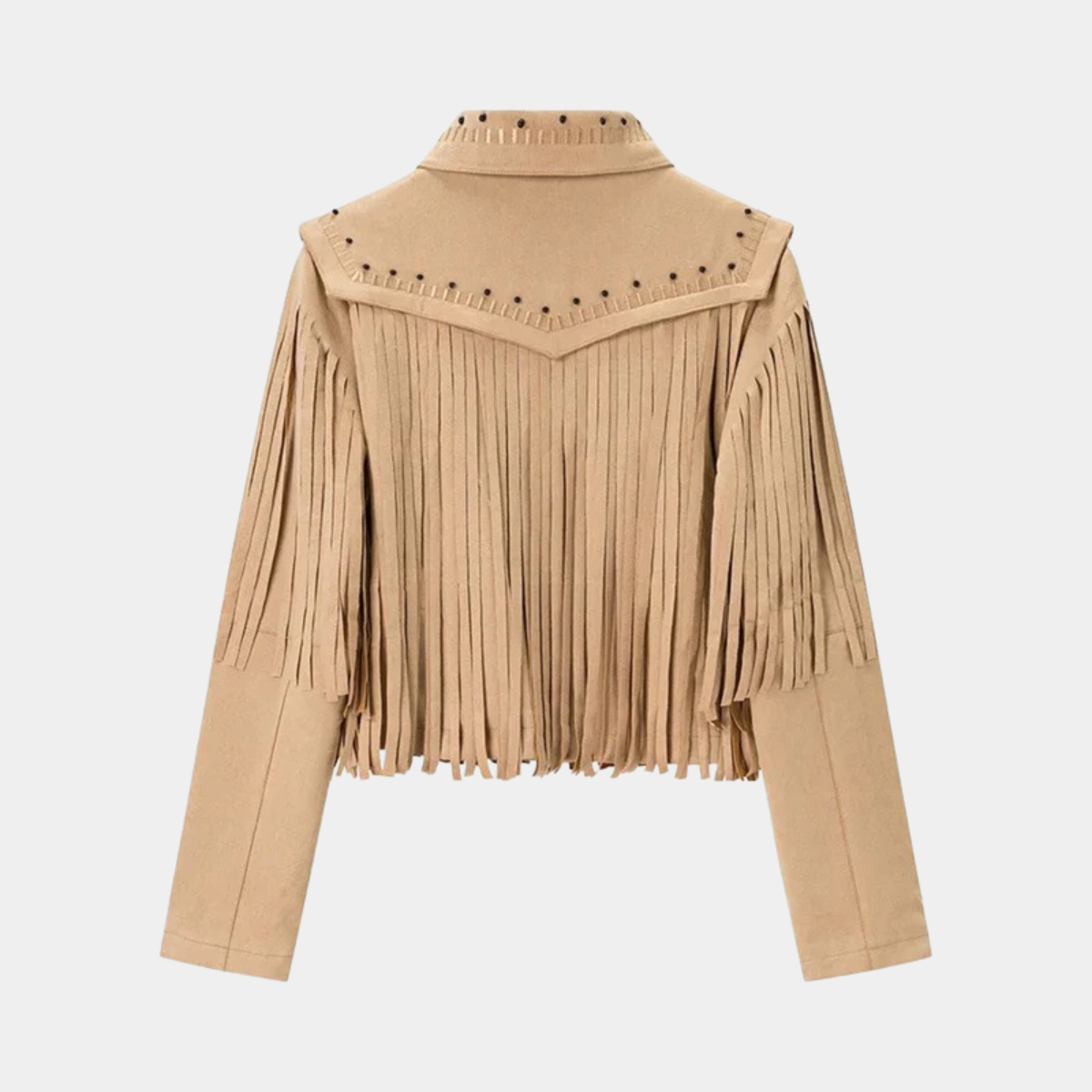 Fringe Suede Jacket – Western Style Studded Faux Leather