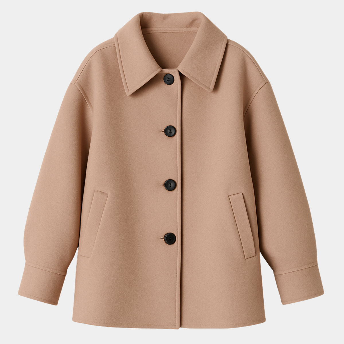 Classic Beige Wool Style Coat – Oversized
