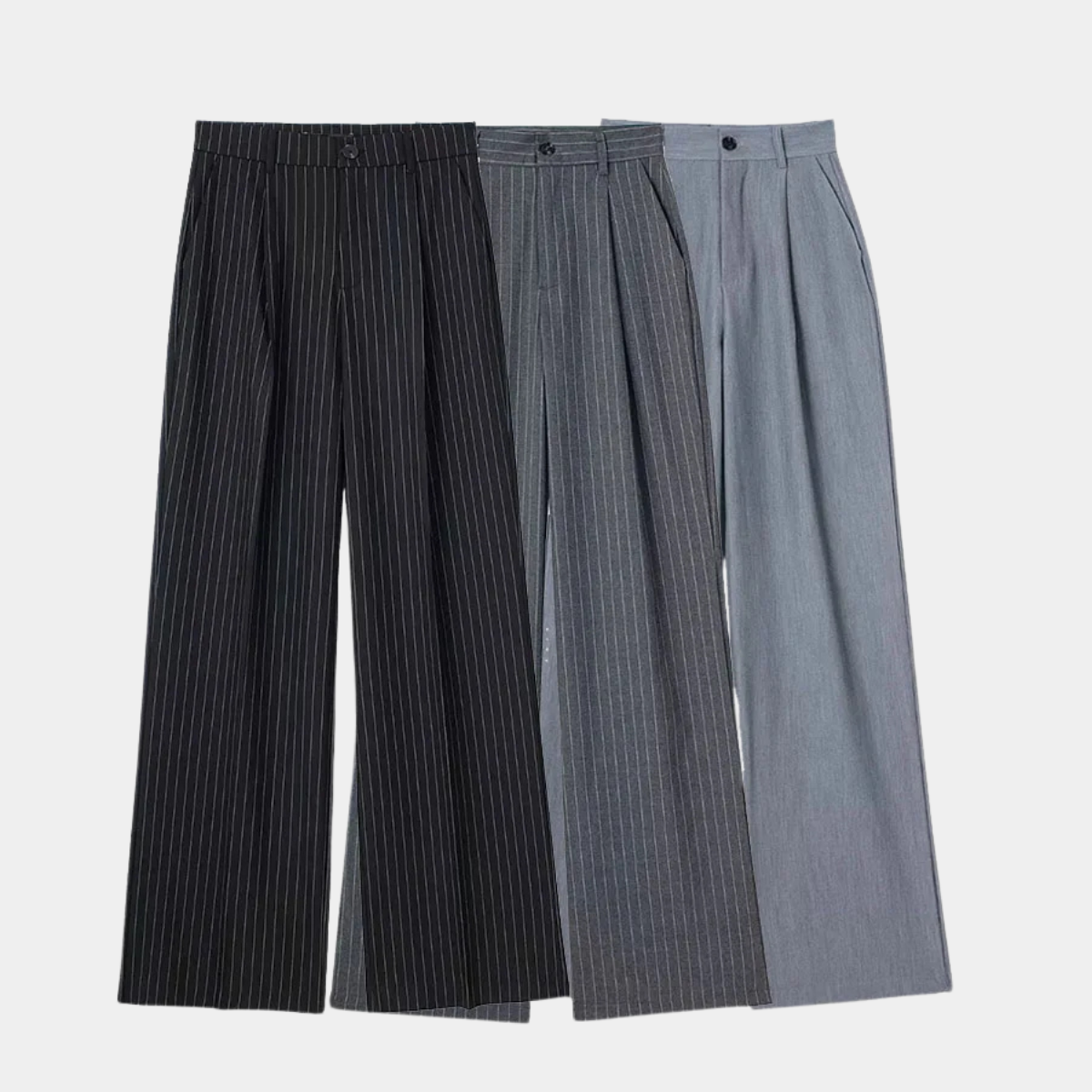 Wide Leg Trousers – High Waist Pinstripe Smart Pants