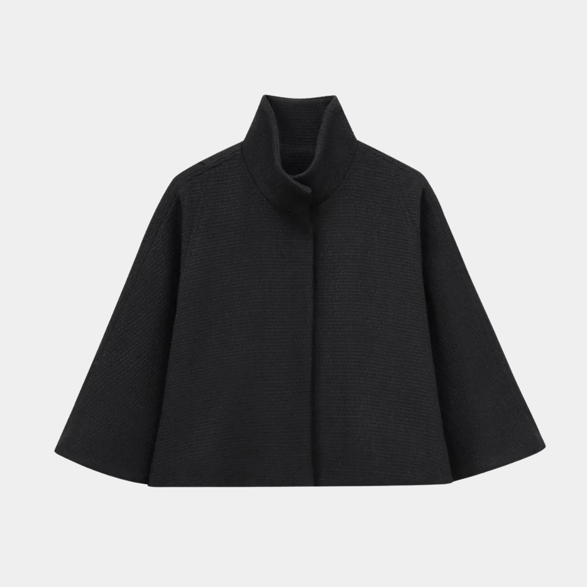 White Cape Coat – Elegant Winter Wool Blend Jacket