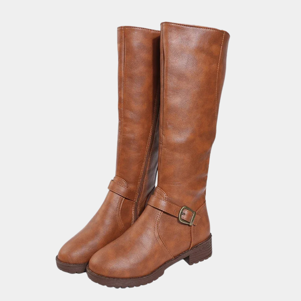Elegant  Knee High Boots – Flat Riding Boots with Buckle Detail