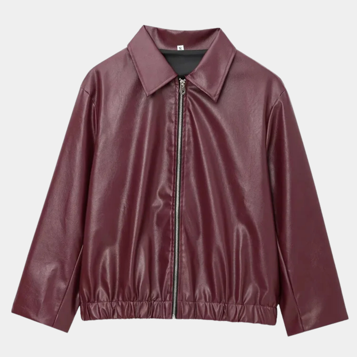Elegant Leather Jacket – Trendy Cropped Coat
