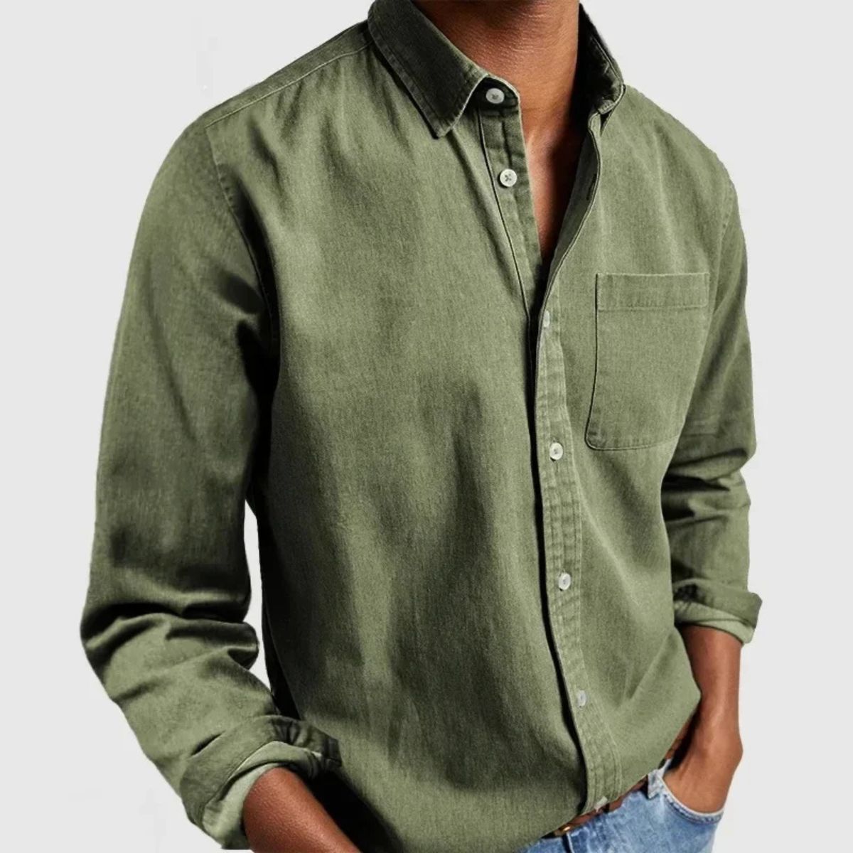 Casual Cotton Shirt – Long Sleeve Button Up