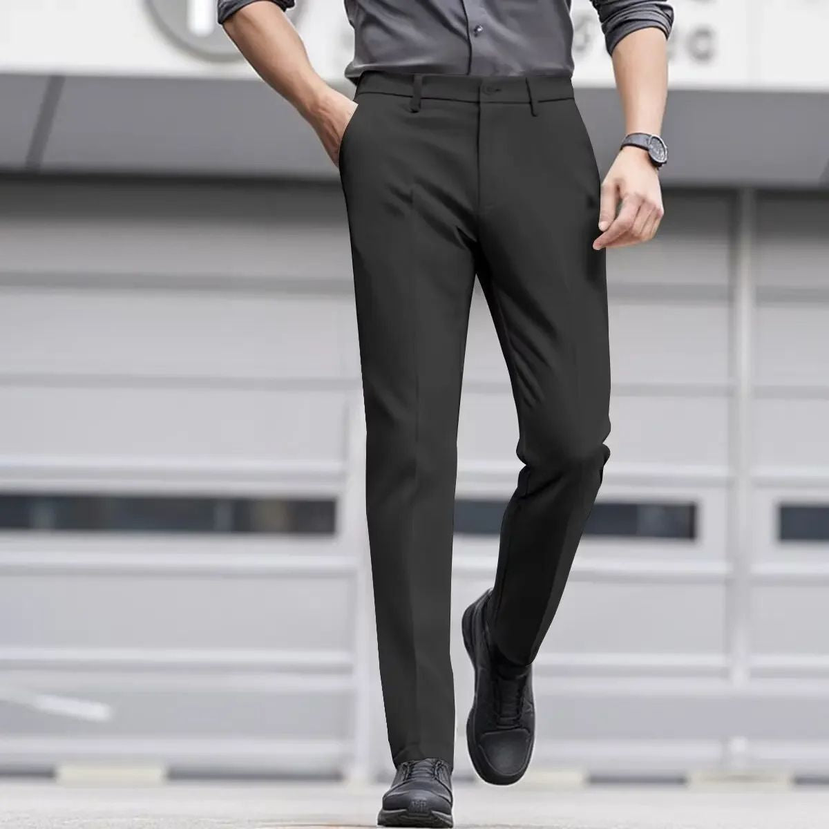 Slim Fit Casual Trousers – Stretch Office Pants