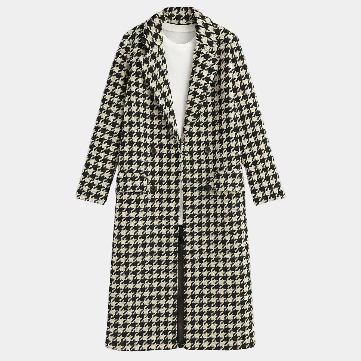 Checkered Winter Coat – Elegant Long Coat