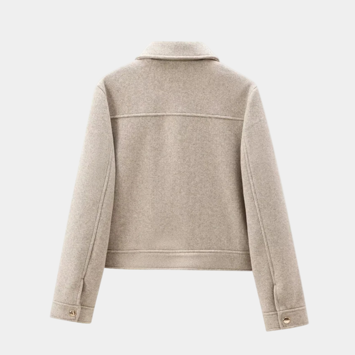 Cropped Wool Blend Jacket – Zip Up Short Coat with Pockets
