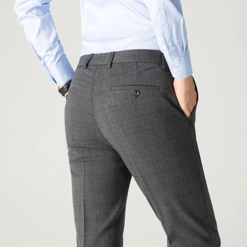 Checkered Formal Trousers – Slim Fit Business Pants