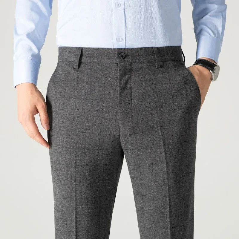 Checkered Formal Trousers – Slim Fit Business Pants