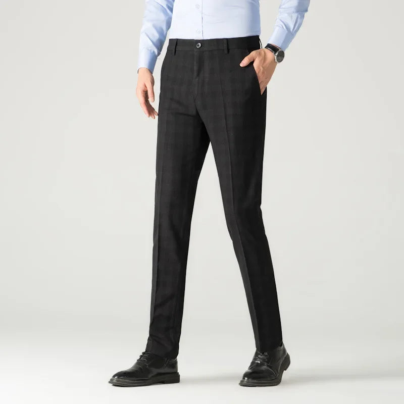 Checkered Formal Trousers – Slim Fit Business Pants