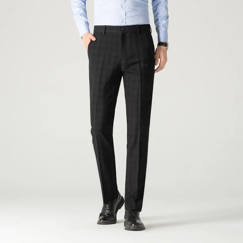 Checkered Formal Trousers – Slim Fit Business Pants