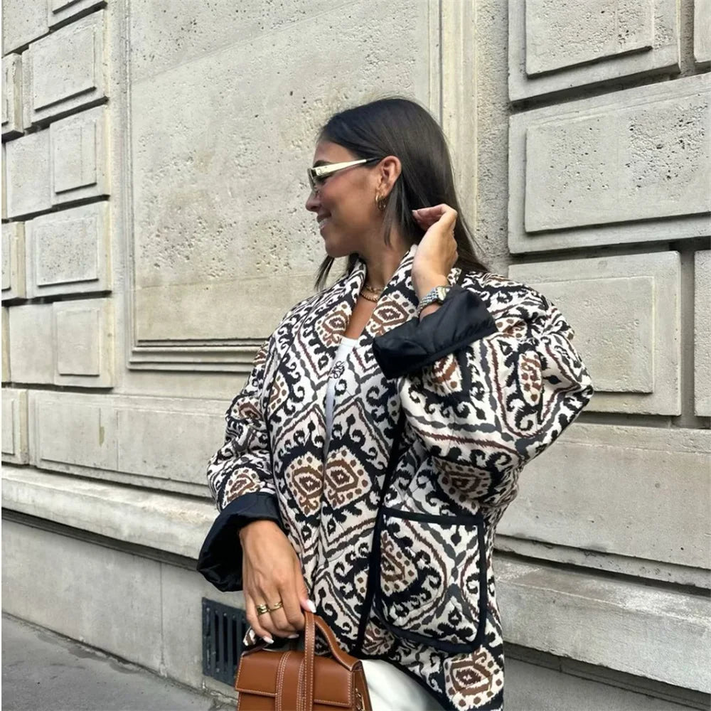 Boho Print Jacket – Casual Oversized Kimono Coat