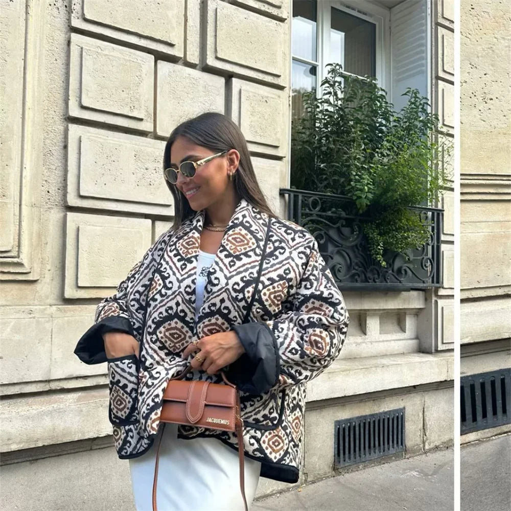 Boho Print Jacket – Casual Oversized Kimono Coat