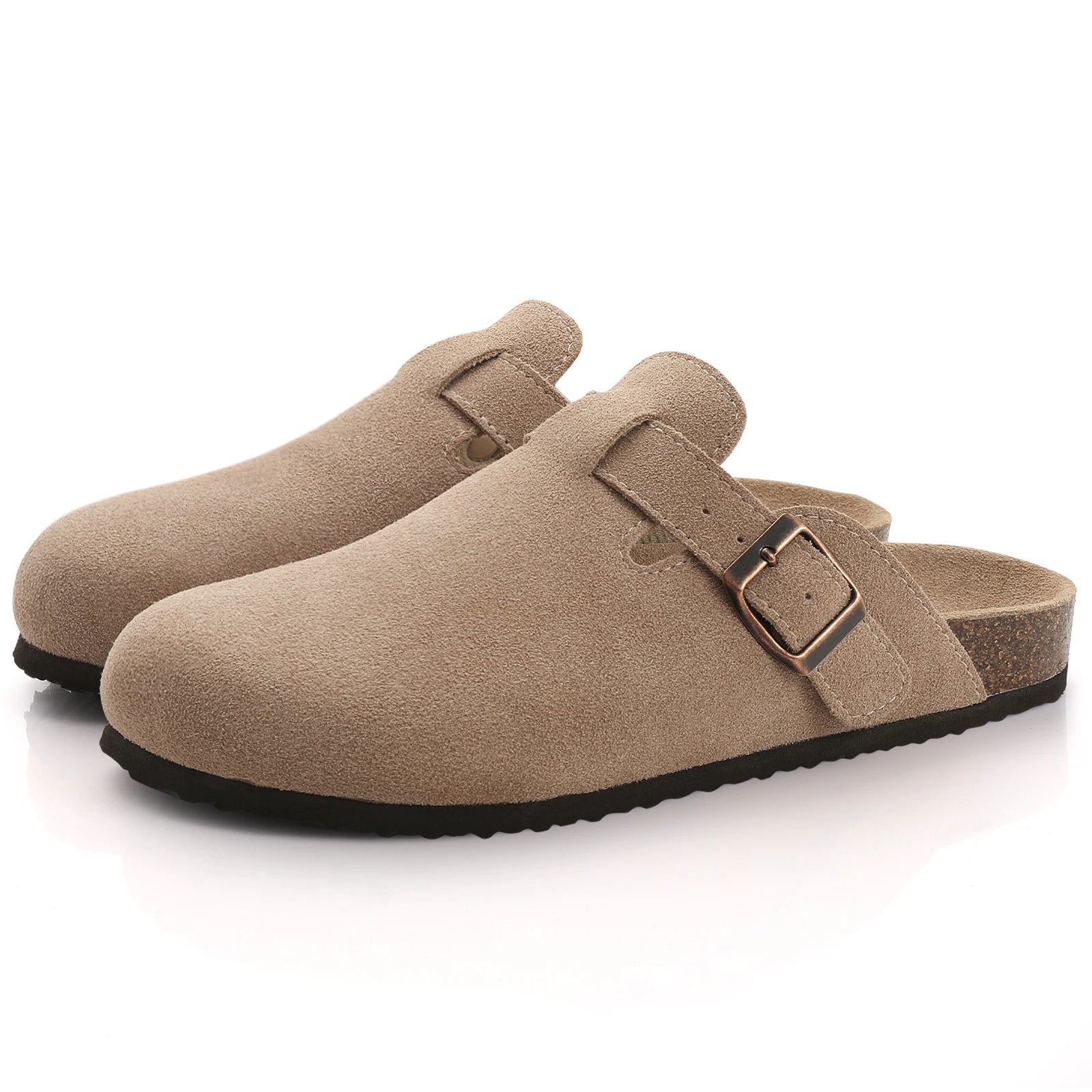 Suede Clog Slippers for Women – Slip-On Mules with Buckle