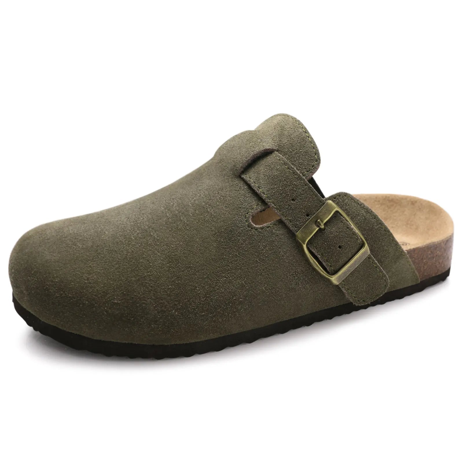 Suede Clog Slippers for Women – Slip-On Mules with Buckle