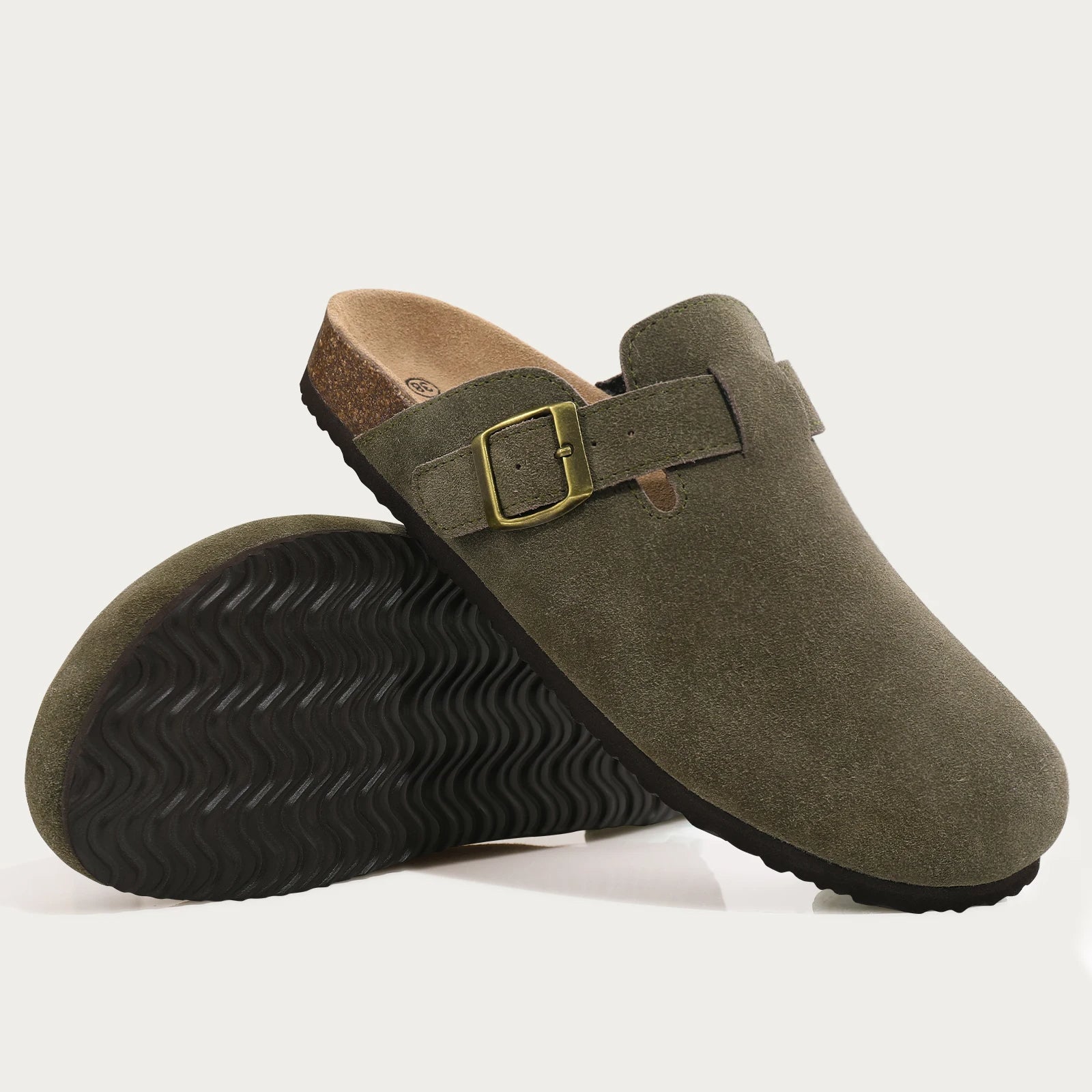 Suede Clog Slippers for Women – Slip-On Mules with Buckle