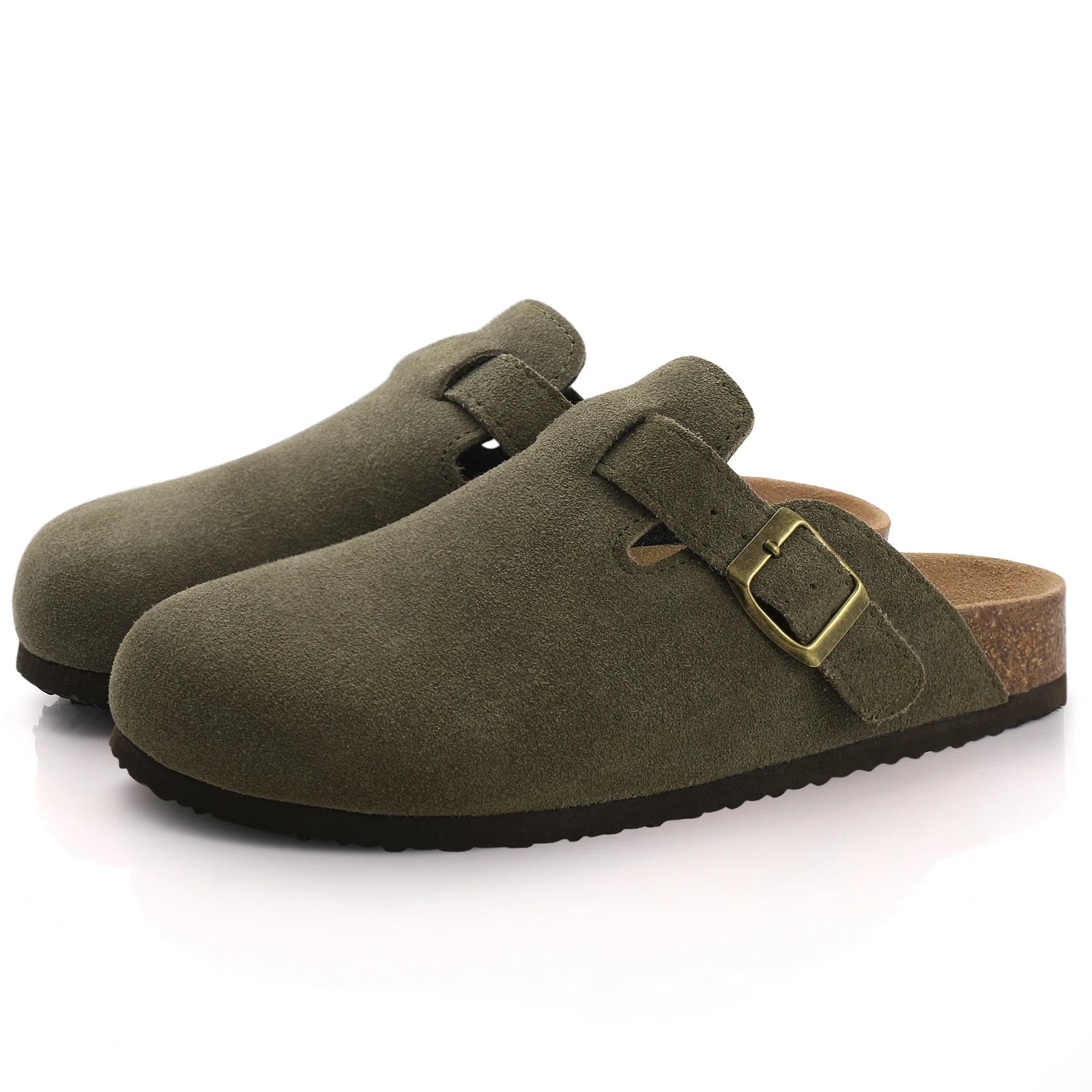 Suede Clog Slippers for Women – Slip-On Mules with Buckle